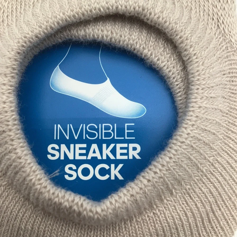 Adidas Super No Show Invisible Sneaker Socks 6 Pair Medium Beige Grey White NEW‎
